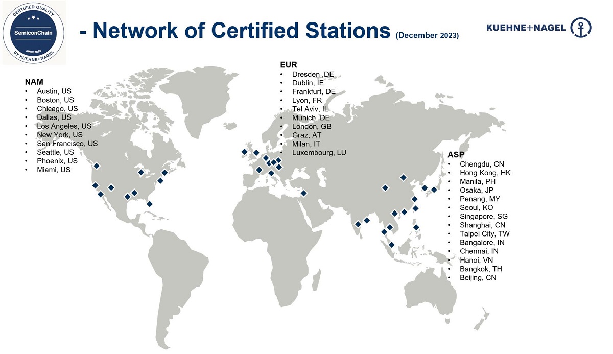 Map of global network of SemiconChain-certified locations
